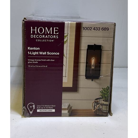 Home Decorators Kenton 4.75 in. 1-Light Bronze Wall Sconce w/ Cage Frame Detail - Picture 4 of 5